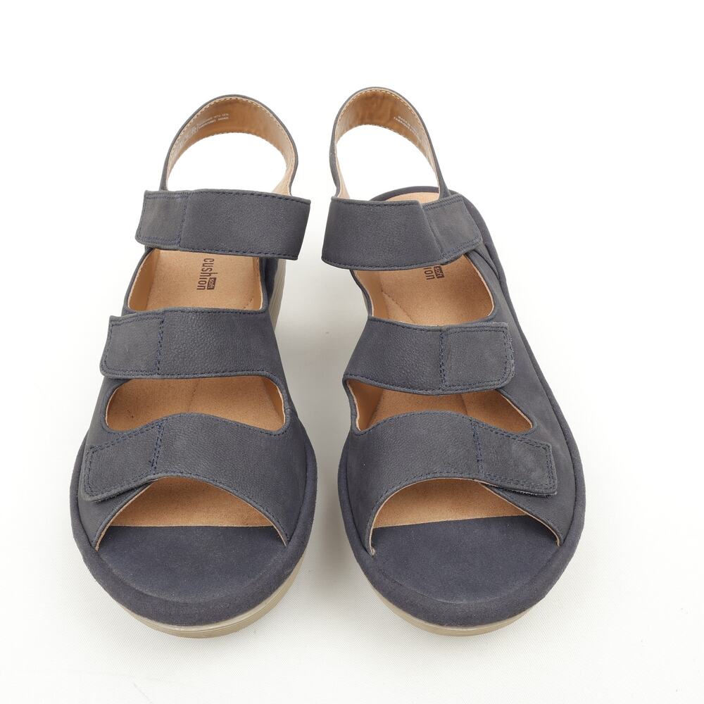 Clarks Womens 8M Reedly Juno Wedge Sandals Soft Cushion Comfort Blue